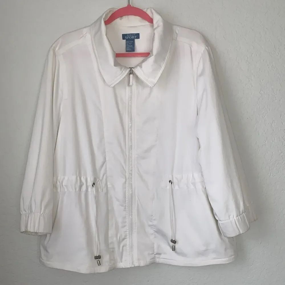 Koret Sport Women’s Cotton Blend Drawstring Pockets White Jacket Size XL